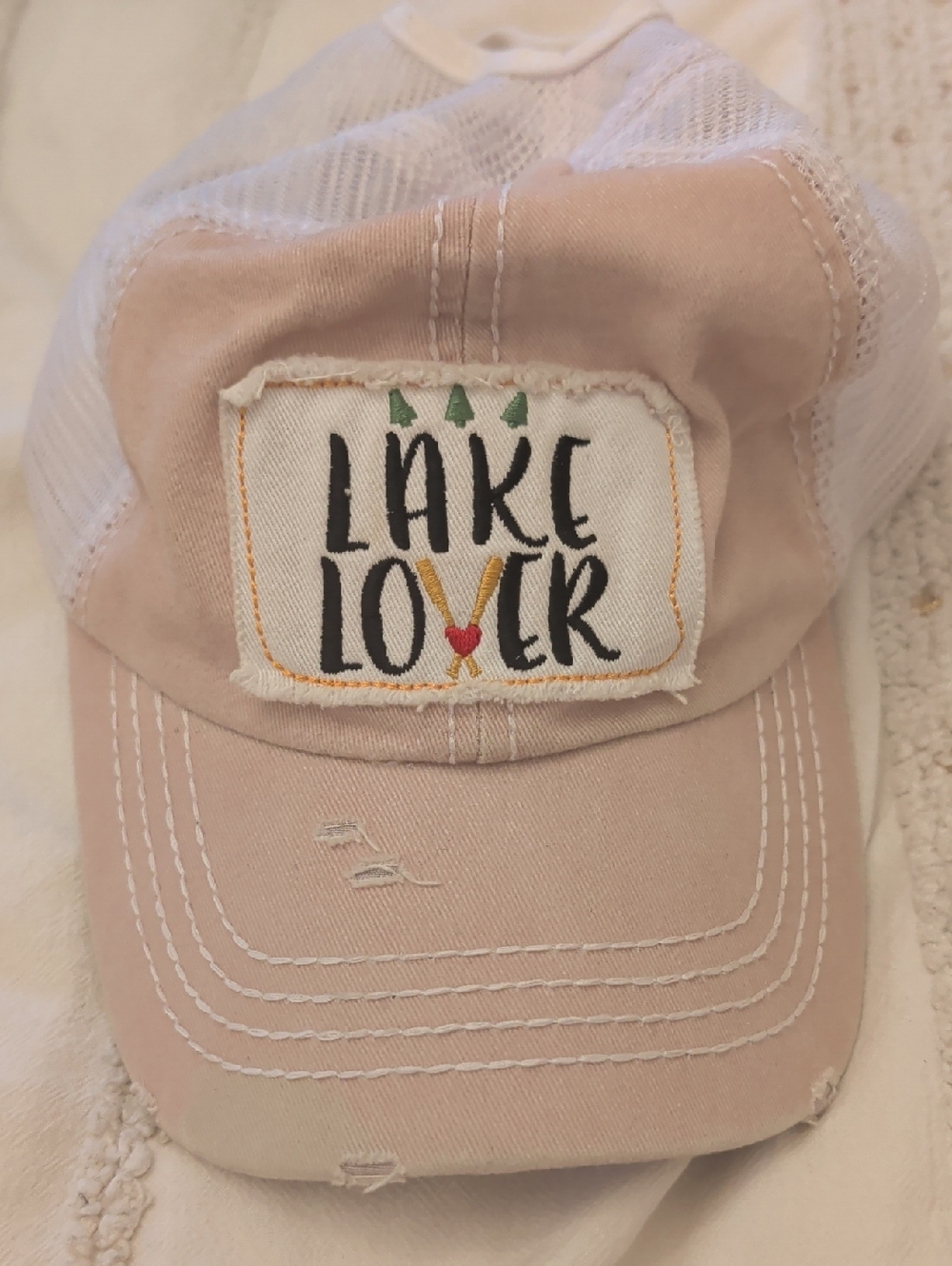 Cream Mesh Baby Hat with Subtle Brand Tag